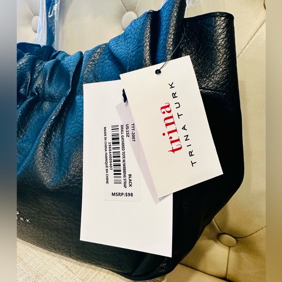 Trina Turk Small Gathered Tote With Webbing Strap - Picture 3 of 5